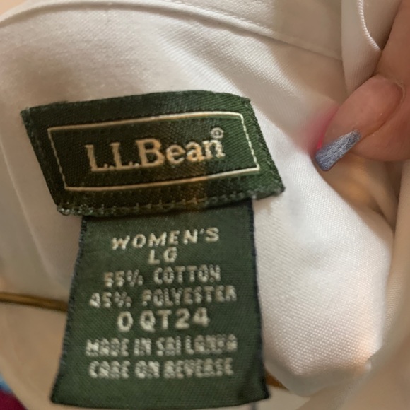 LL Bean White Fitted long sleeve blouse L - Picture 3 of 3